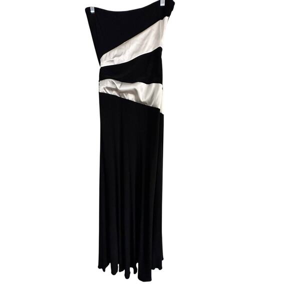 Vintage Jessica Mcclintock Black White Strapless Gunne  Sax Gown Dress Size 4 - Picture 5 of 10